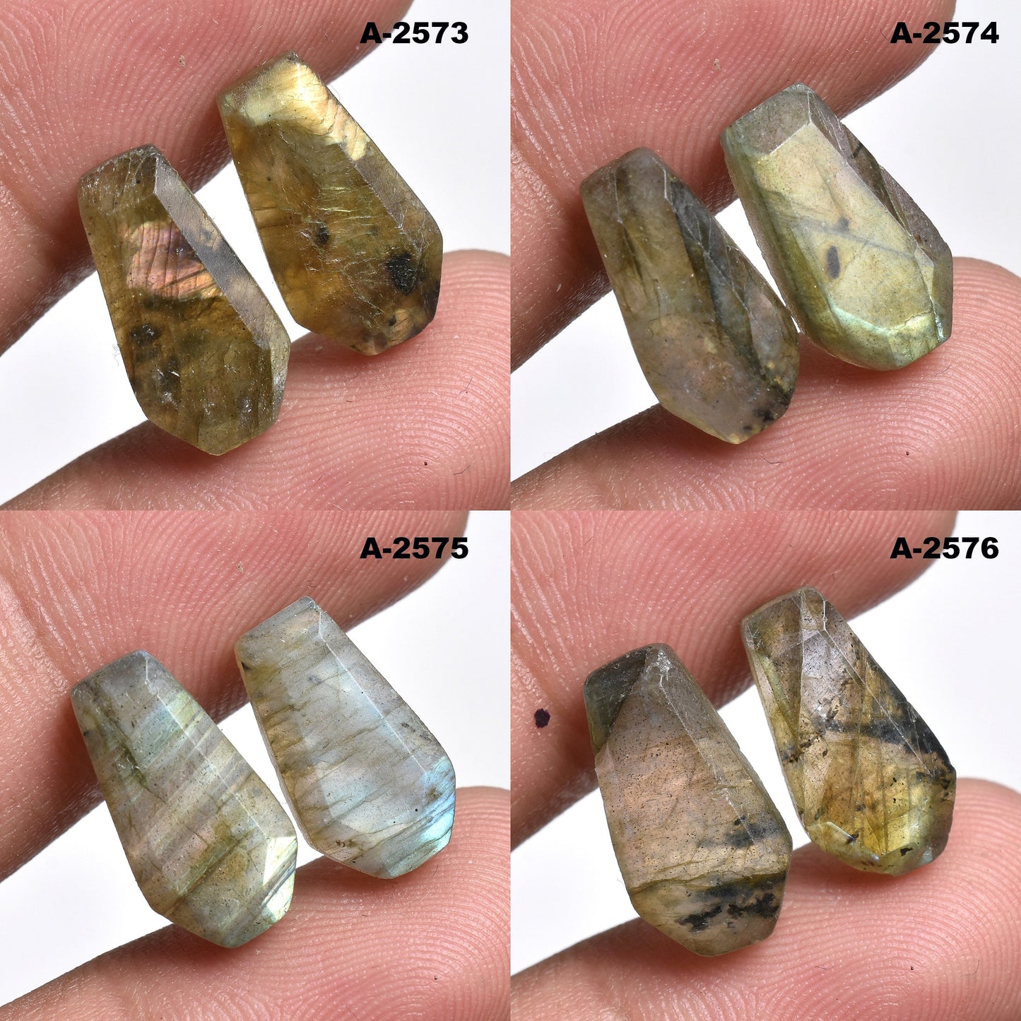 Natural Labradorite Coffin Shape Pair - Crystal Healing & Earring Gemstones