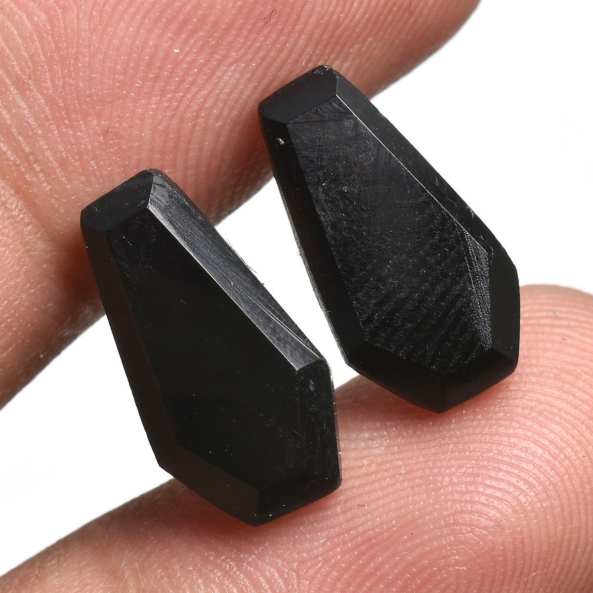 Natural Black Onyx Coffin Pair Stone - Wholesale Gemstone Pair