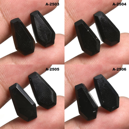 Natural Black Onyx Coffin Pair Stone - Wholesale Gemstone Pair