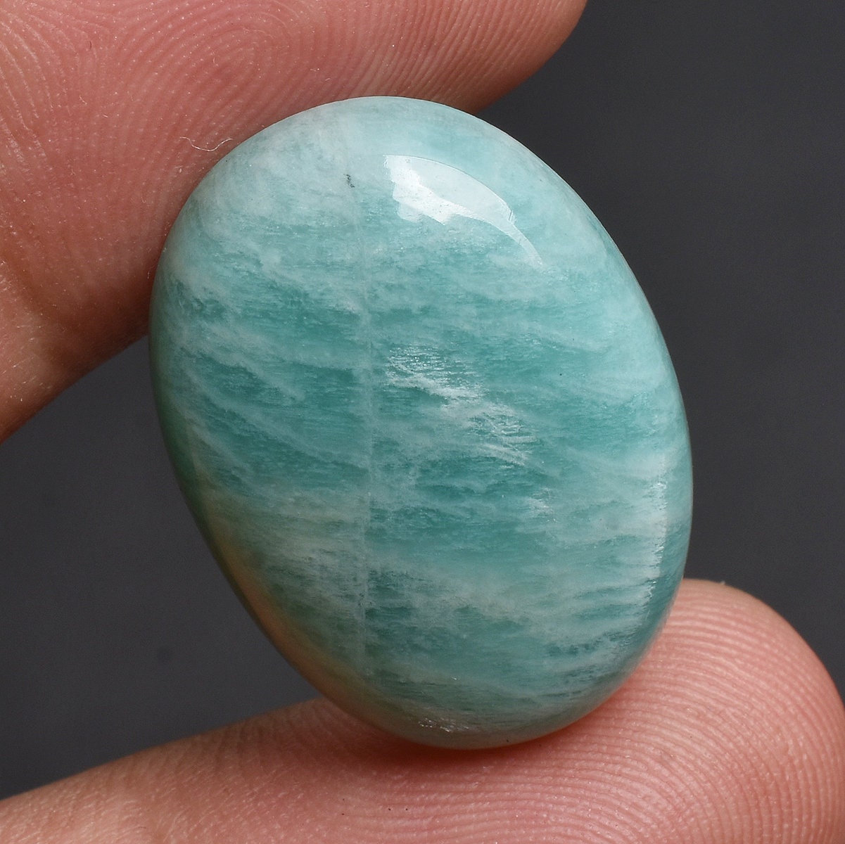 Natural Amazonite Cabochon – Smooth Loose Gemstone with Flat Back