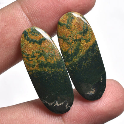 Bloodstone Pair Gemstones – Matching Green Stones for Earrings & Jewelry Making