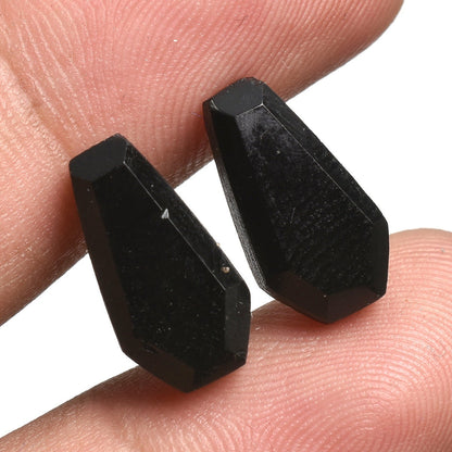 Natural Black Onyx Coffin Pair Stone - Wholesale Gemstone Pair