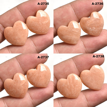 Heart-Shaped Pink Amazonite Pair, Natural Amazonite Cabochons for Earrings