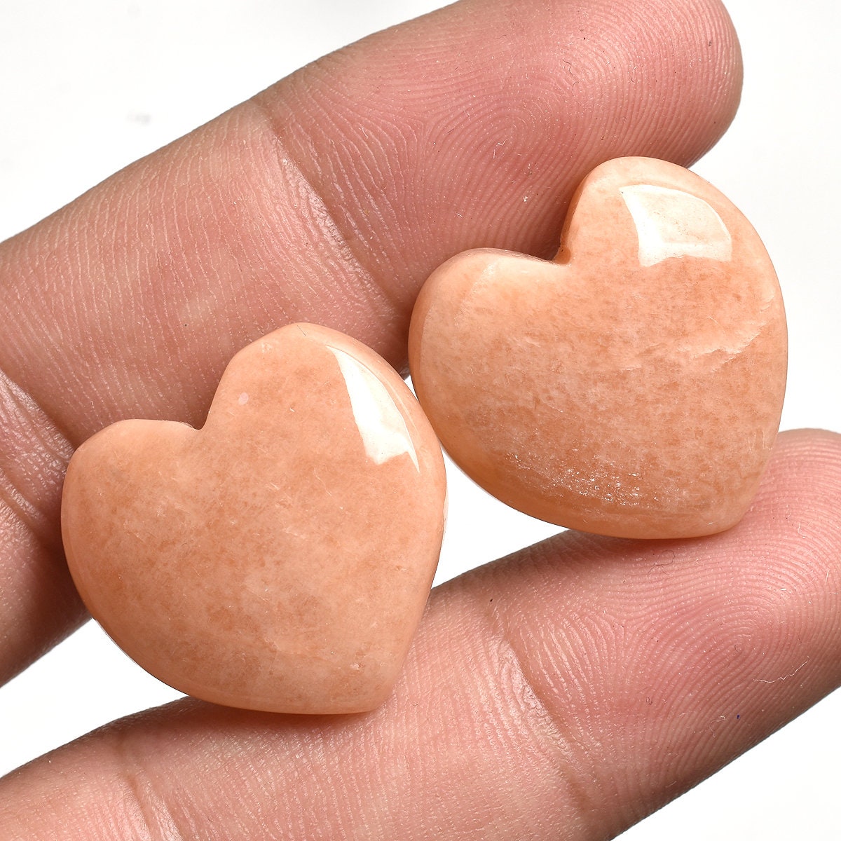 Heart-Shaped Pink Amazonite Pair, Natural Amazonite Cabochons for Earrings