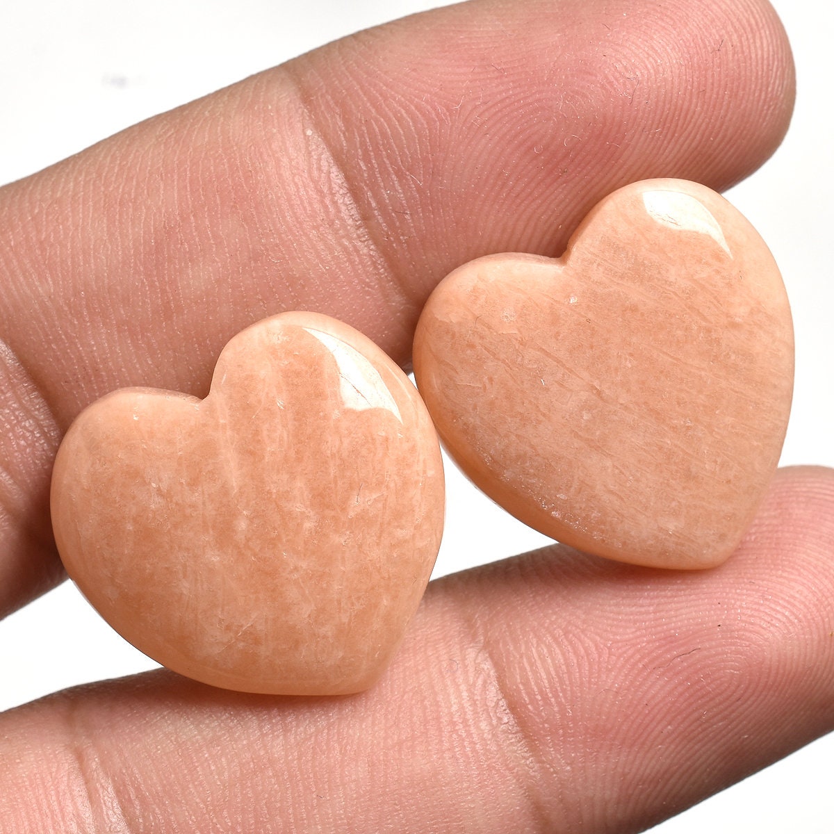 Heart-Shaped Pink Amazonite Pair, Natural Amazonite Cabochons for Earrings