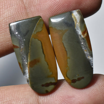 Rare Bloodstone Pair Cabochon - Green Loose Gemstone Pair for Jewelry