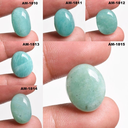 Natural Amazonite Cabochon - Loose Green Amazonite Gemstone Crystals