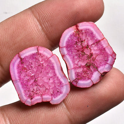 Window Druzy Slice Earrings, Multi-Color Solar Quartz Pair