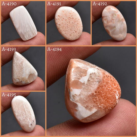 Natural Pink Scolecite Cabochon – Peach Scolecite Losoe Gemstone