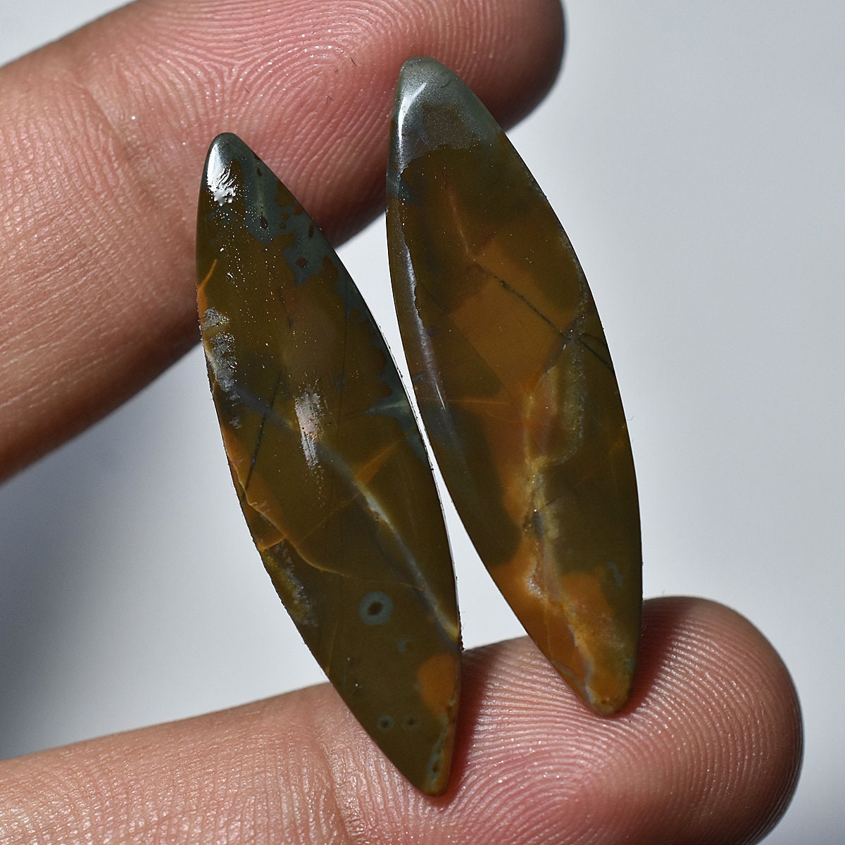 Rare Bloodstone Pair Cabochon - Green Loose Gemstone Pair for Jewelry