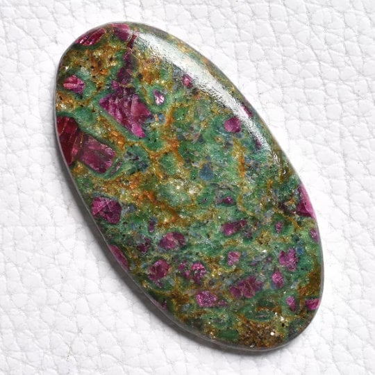 Green Pink Ruby Fuchsite Loose Gemstone – Smooth, Flatback Oval & Pear-Shaped Crystal