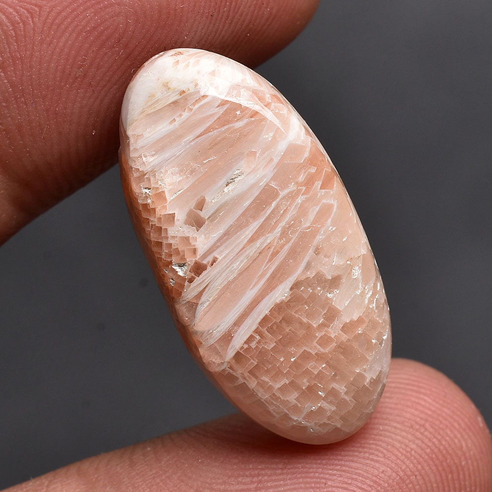 Scolecite Gemstone Cabochon – Natural Pink & Peach Scolecite for Pendant Making, Wholesale Cabochon