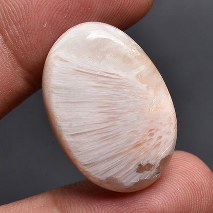 Scolecite Gemstone Cabochon – Natural Pink & Peach Scolecite for Pendant Making, Wholesale Cabochon