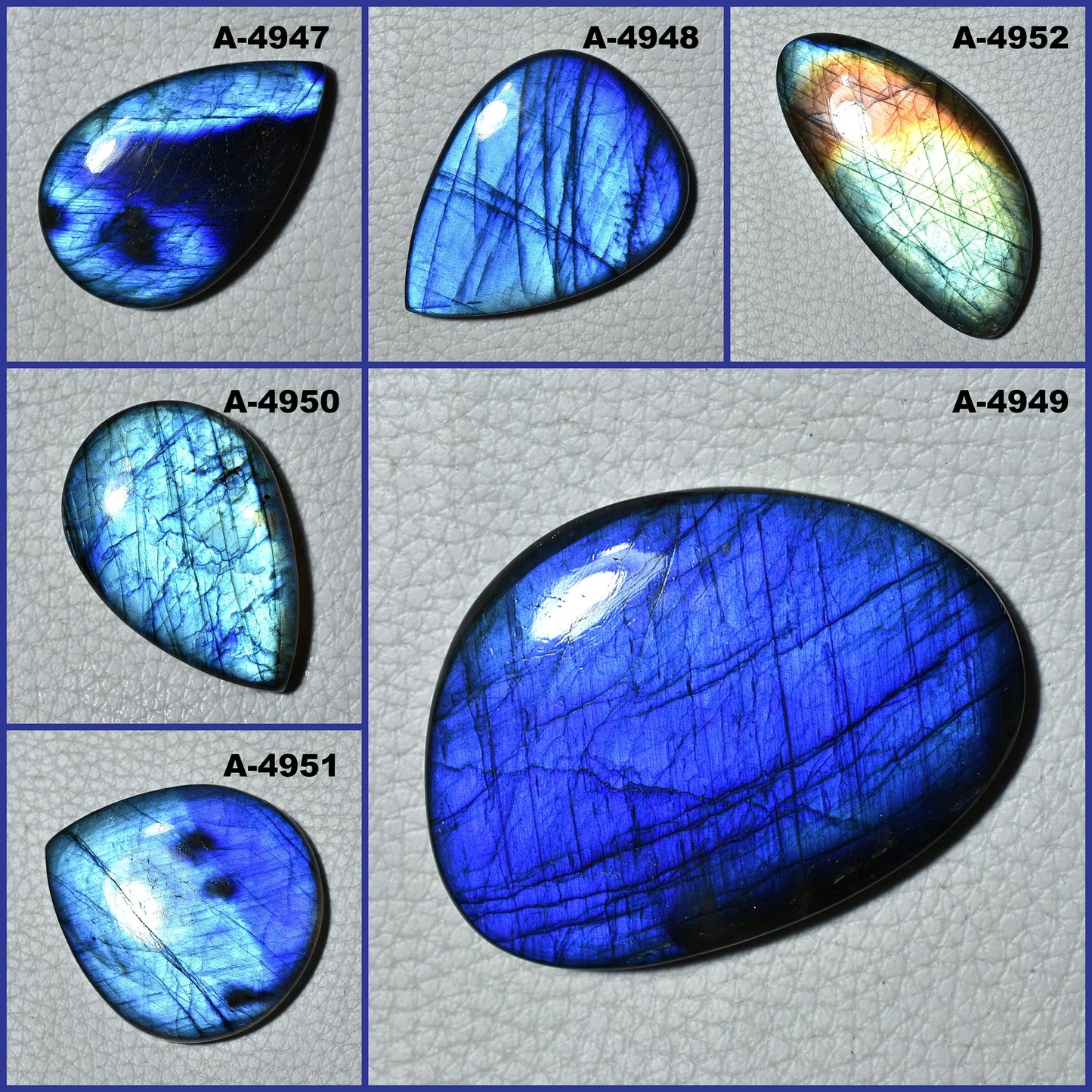 Natural Blue Fire Labradorite Cabochon - Mixed Shape Healing Crystal Gemstone at Wholesale Price