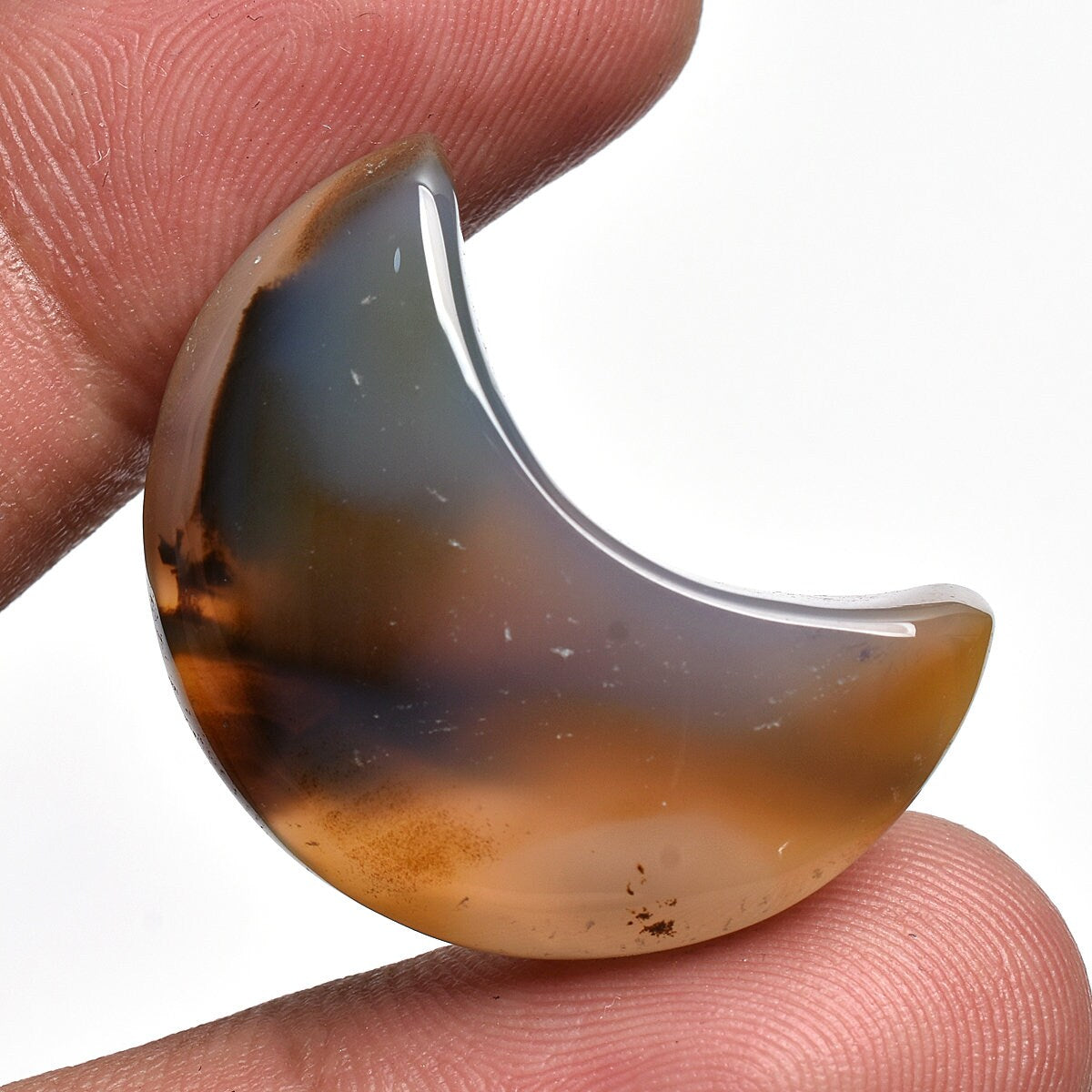 Rare Half Moon Montana Agate Cabochon - Multi-Color Gemstone for Jewelry Making