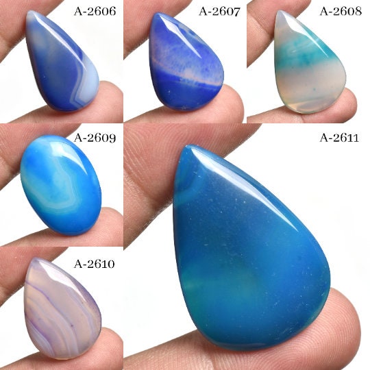 Botswana Agate Gemstones – Pear & Oval Shaped Blue Botswana