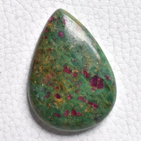 Green Pink Ruby Fuchsite Loose Gemstone – Smooth, Flatback Oval & Pear-Shaped Crystal