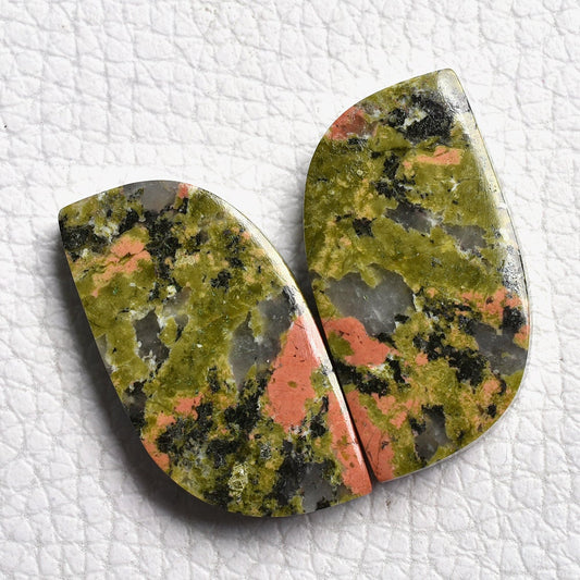 100% Natural Matching Unakite Pair - Wholesale Mix Shape Green Crystal