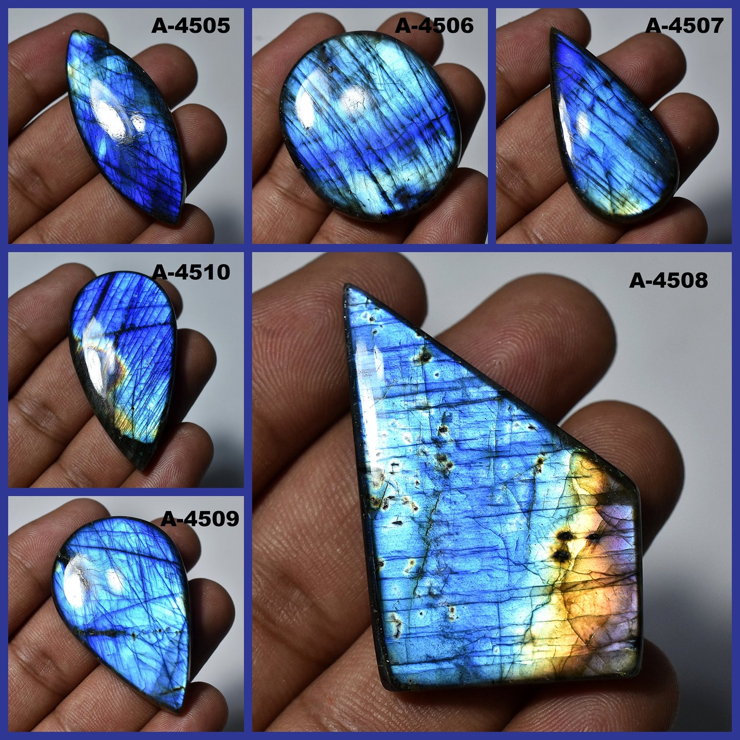 AAA Blue Fire Labradorite Cabochon – Marquise, Oval, Pear Shaped Loose Gemstones