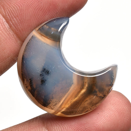 Rare Half Moon Montana Agate Cabochon - Multi-Color Gemstone for Jewelry Making