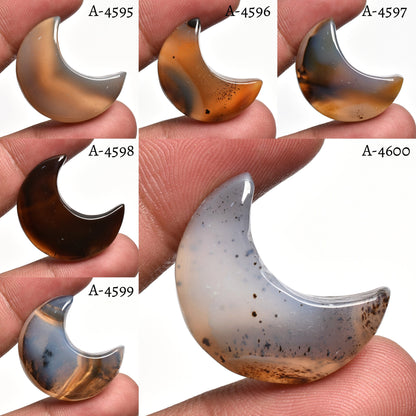 Rare Half Moon Montana Agate Cabochon - Multi-Color Gemstone for Jewelry Making