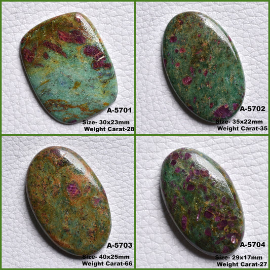 Green Smooth Ruby Fuchsite cabochons - loose Stone For Pendant