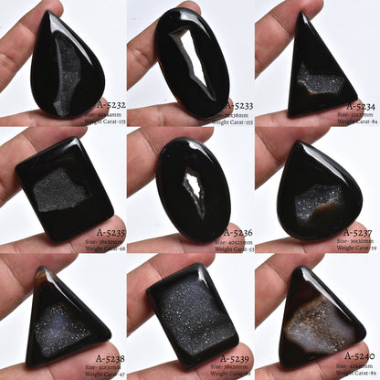 Sparkling Black Window Druzy Cabochon - Mix Shaped Gemstone