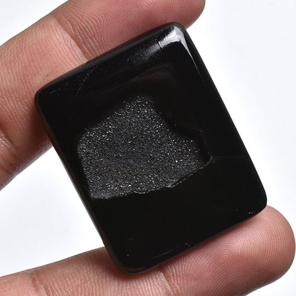 Sparkling Black Window Druzy Cabochon - Mix Shaped Gemstone