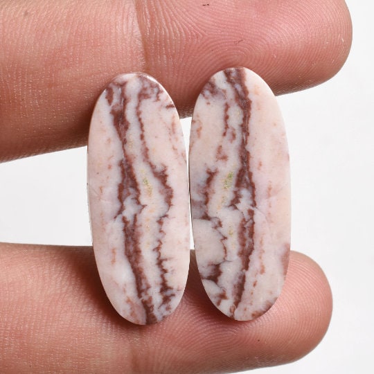 Oval Coconut Jasper Cabochon Pair – Matching Gemstone Pair for Earrings