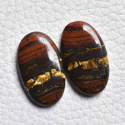 Attractive Iron Tiger Eye Crystal Pair – Natural Matched Cabochons