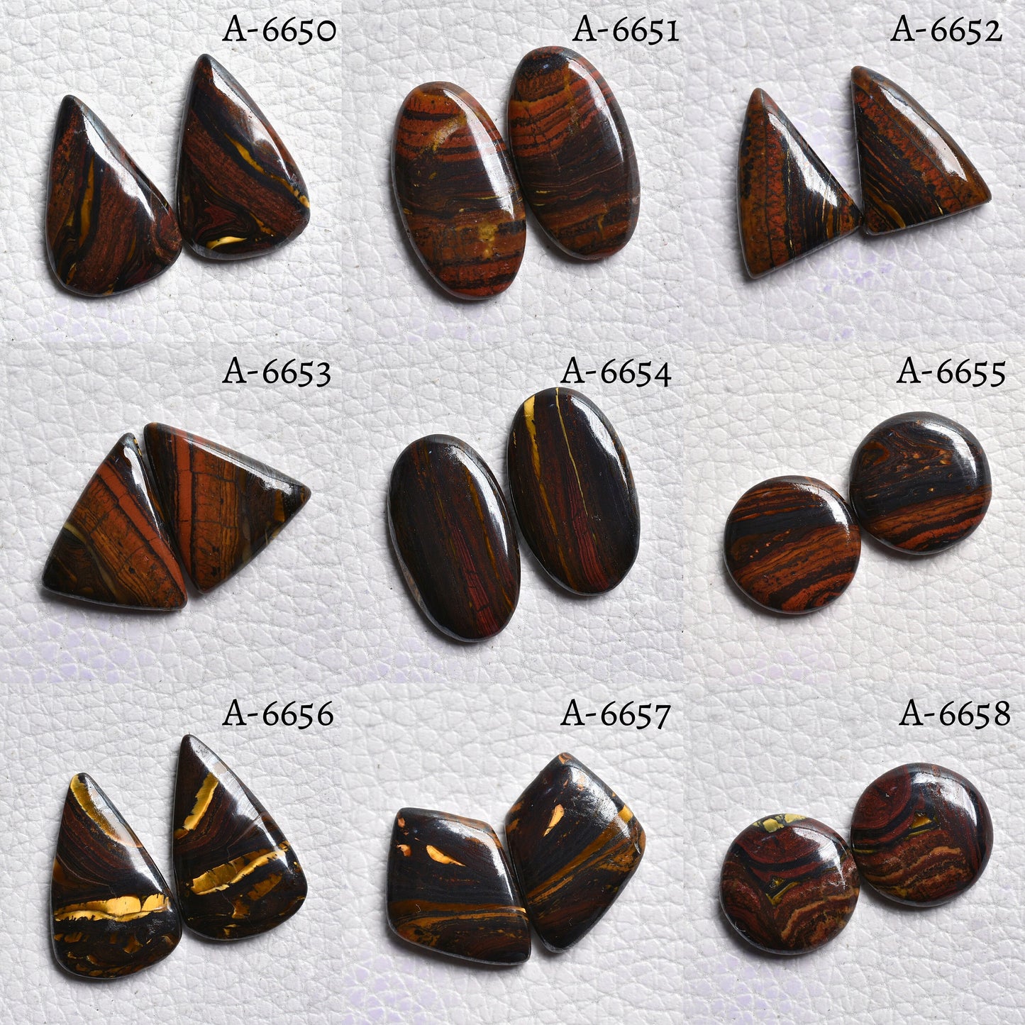 Genuine Iron Tiger Eye Cabochon Pair – Iron Tiger Gemstone, Wholesale Pair