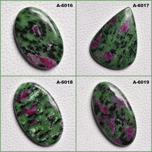 Green Ruby Zoisite Gemstone - Smooth Oval Cabochon for Pendant