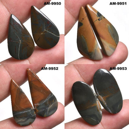 Bloodstone Drill Gemstone Pair - Matching Blood stone for Earring Jewelry Making