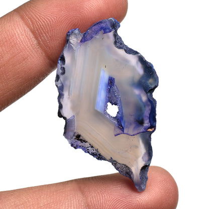 Blue Geode Druzy Agate Slice - Polished Window Druzy Agate Slabs for Jewelry Making