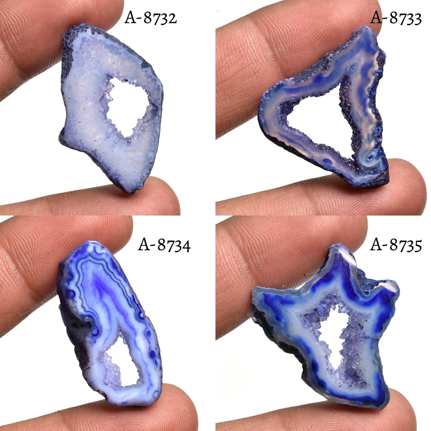 Blue Geode Druzy Agate Slice - Polished Window Druzy Agate Slabs for Jewelry Making