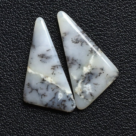 Dendrite Opal Matching Cabochon Pair - Mix Shape Loose Gemstones for Earrings