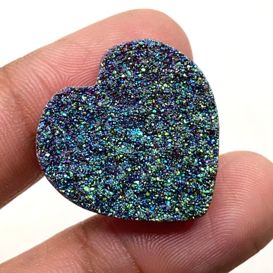 Heart-Shaped Titanium Druzy Gemstone – Coated Love Stone for Pendants