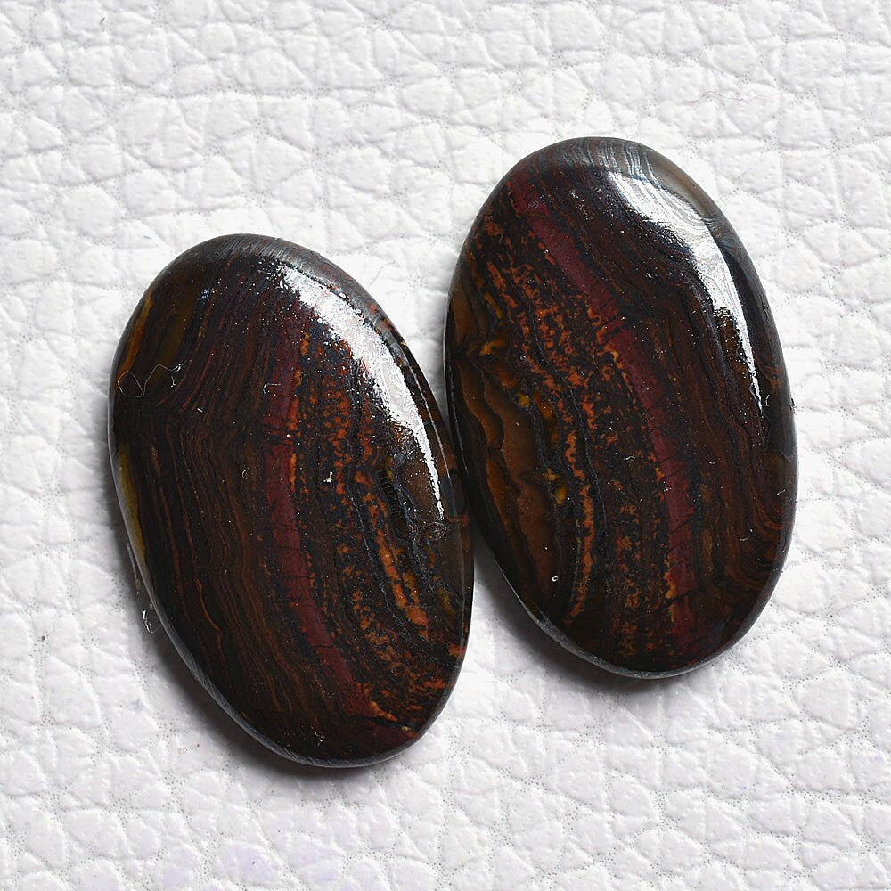 Attractive Iron Tiger Eye Crystal Pair – Natural Matched Cabochons