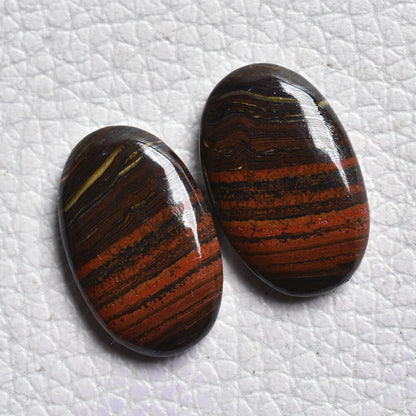 Attractive Iron Tiger Eye Crystal Pair – Natural Matched Cabochons