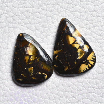 Attractive Iron Tiger Eye Crystal Pair – Natural Matched Cabochons