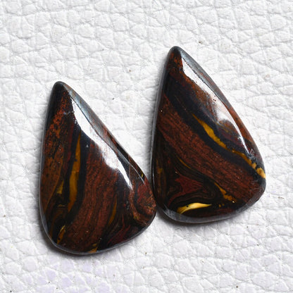 Genuine Iron Tiger Eye Cabochon Pair – Iron Tiger Gemstone, Wholesale Pair