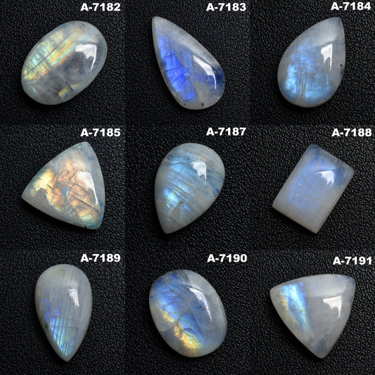 Top Quality Rainbow Moonstone Cabochon - Natural Blue Fire Moonstone Gemstone