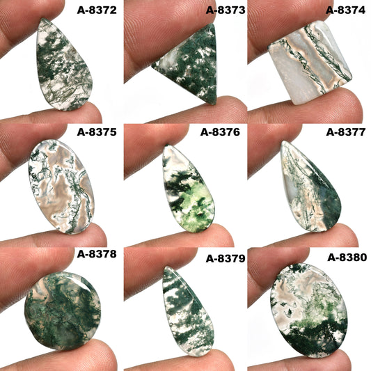 Natural Moss Agate Gemstone - Green Moss Agate Loose Stones for Jewelry Making & Wholesale