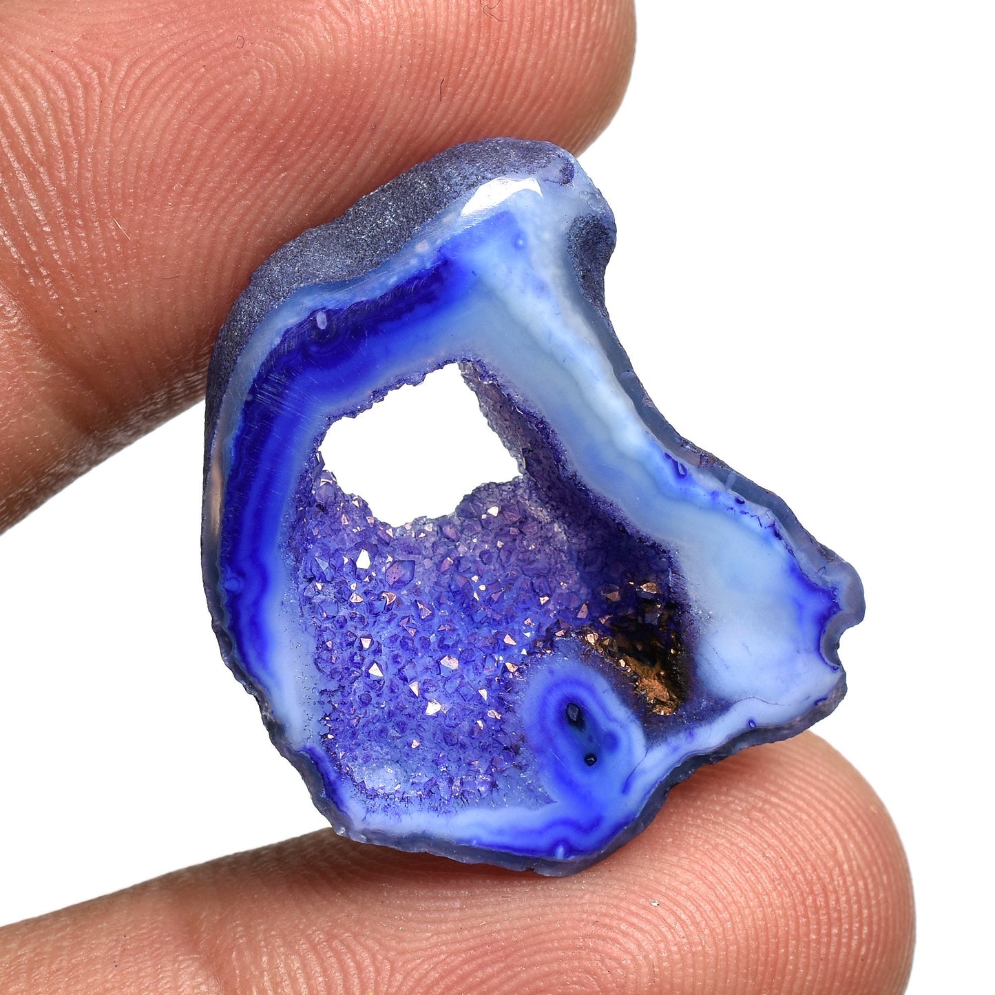 Blue Geode Druzy Agate Slice - Polished Window Druzy Agate Slabs for Jewelry Making