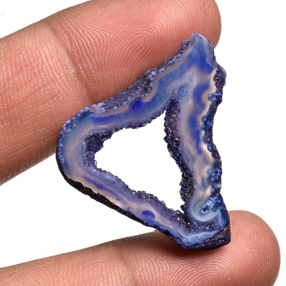 Blue Geode Druzy Agate Slice - Polished Window Druzy Agate Slabs for Jewelry Making