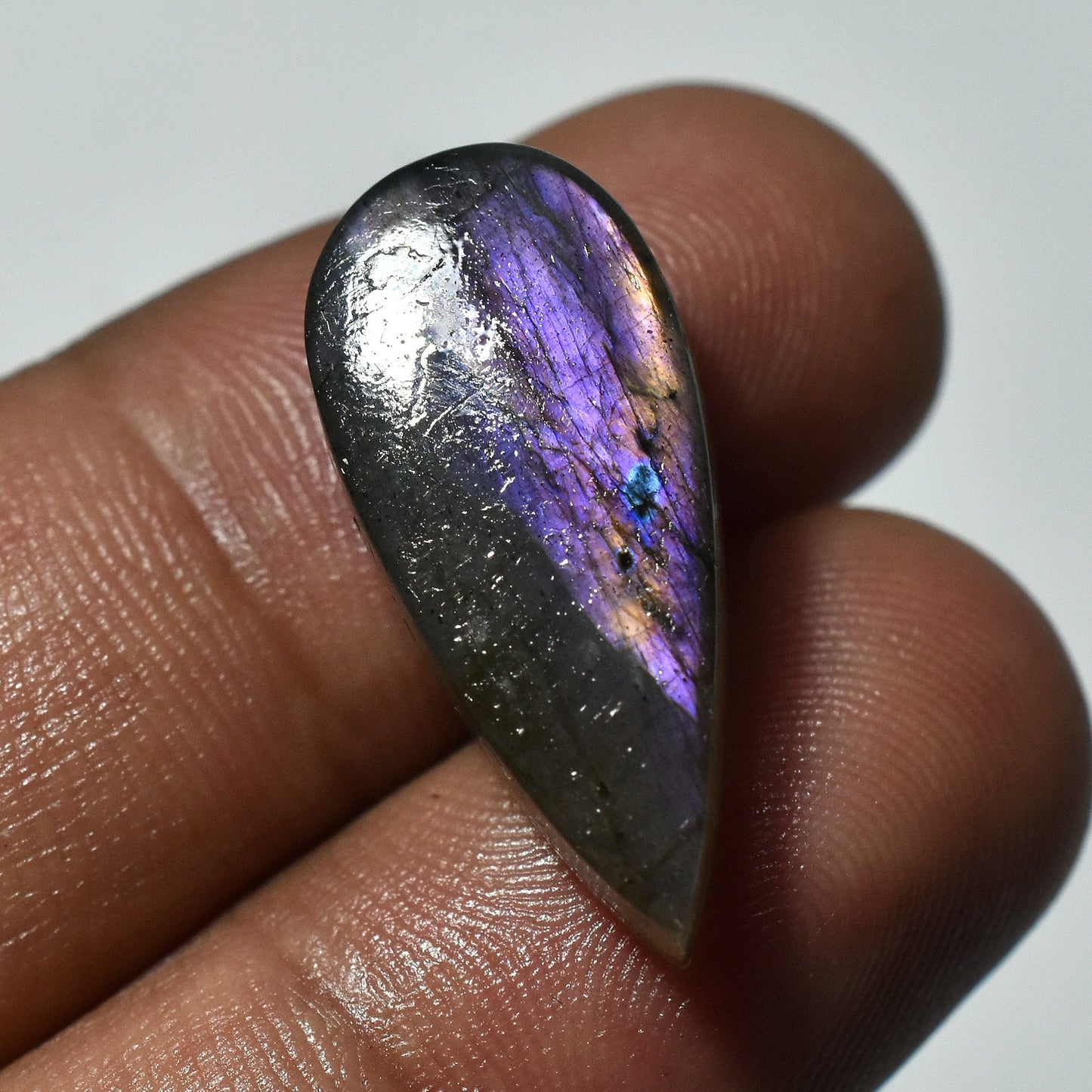 Top Quality Purple Labradorite Cabochon - Pear Shape Gemstone