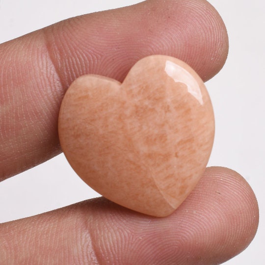 Unique Heart Amazonite Cabochons for Pendant - Peach Gemstone, Smooth Loose Stone