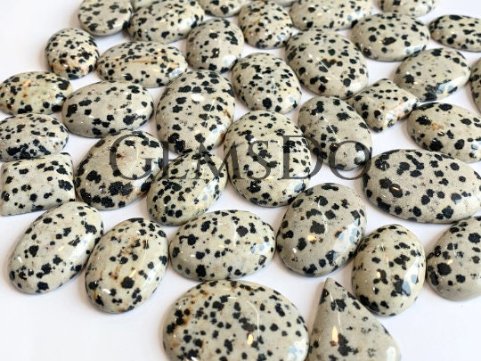 Natural Dalmatian Jasper Cabochon Lot, Wholesale Bulk Flat back Gemstones