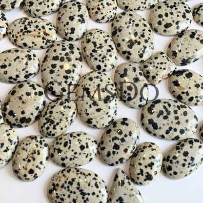 Natural Dalmatian Jasper Cabochon Lot, Wholesale Bulk Flat back Gemstones