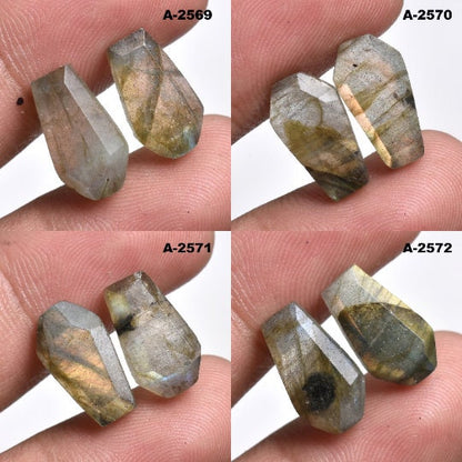 Natural Labradorite Coffin Shape Pair - Crystal Healing & Earring Gemstones